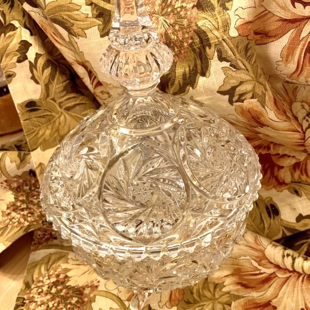 American Brilliant Cut Crystal Covered Candy Dish